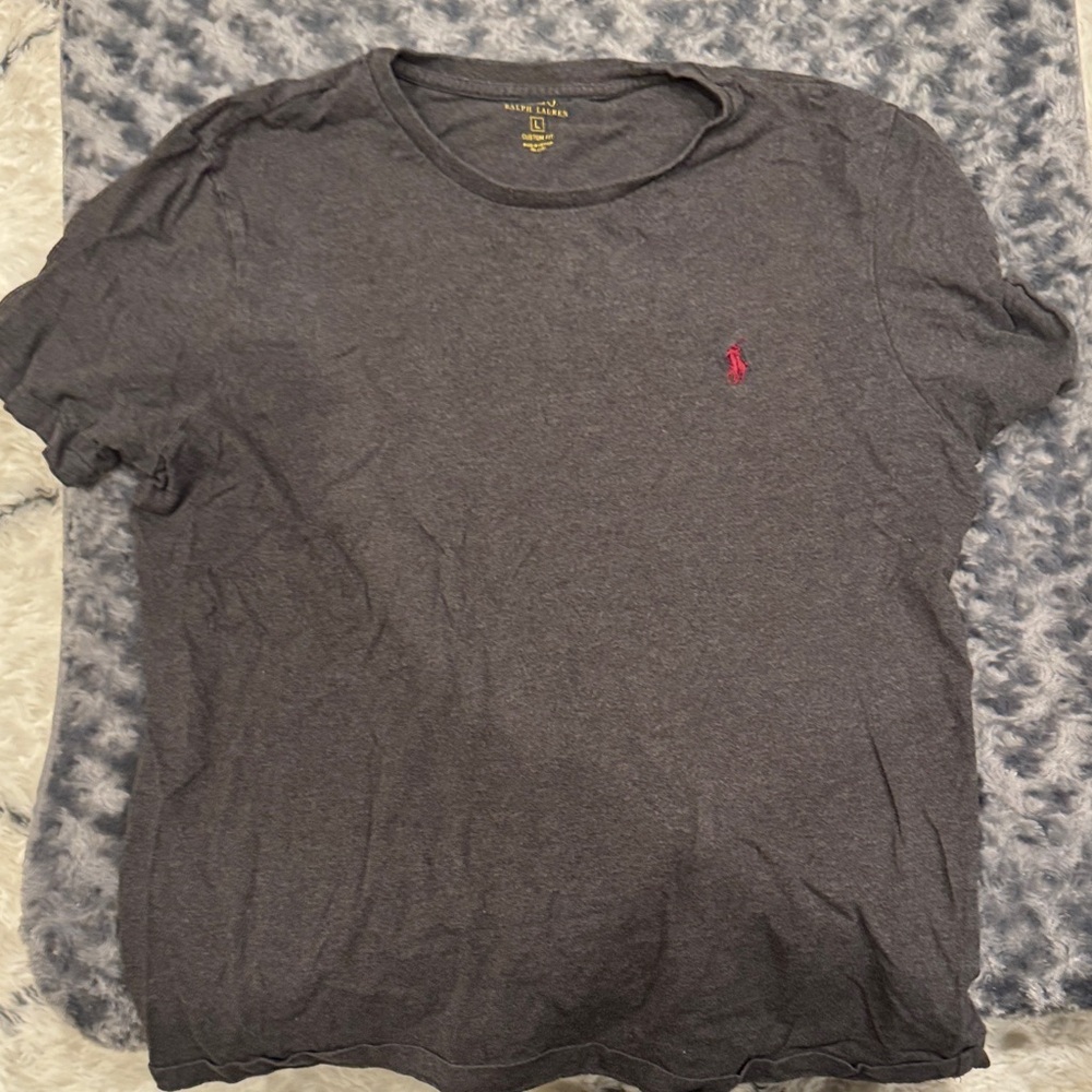 Polo by Ralph Lauren Men's Dark Gray Tee with Red Logo